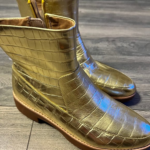 Fitflop Shoes - FITFLOP Kinbey Ankle Boots Vintage Gold Leather